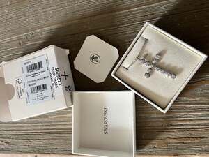 Swarovski Angelic White/Rhodium Plated Cross Pendant Necklace 5675573